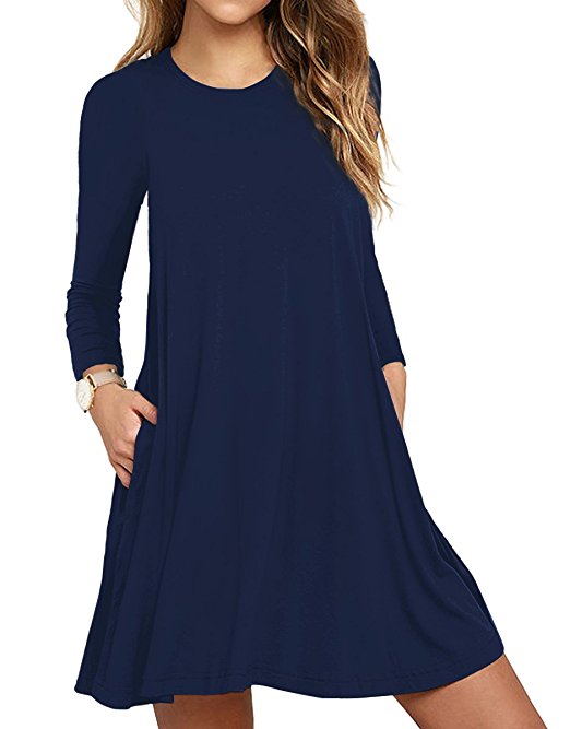 VIISHOW Women's Pockets Dress Casual Swing T-shirt Dresses