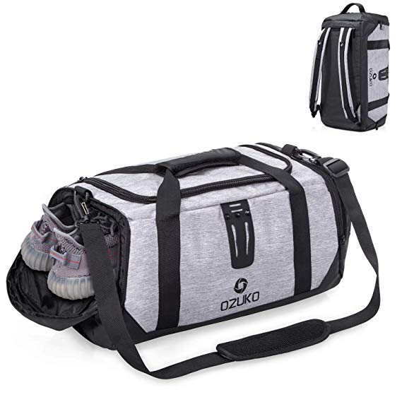 Unisex Sports Gym Duffel Bag,36-55L Large Capacity Travel Luggage Bag, Waterproof Fitness Backpack Rucksack Crossbody Shoulder Bag Training Cabin Handbag with Shoe Compartment for Men Women