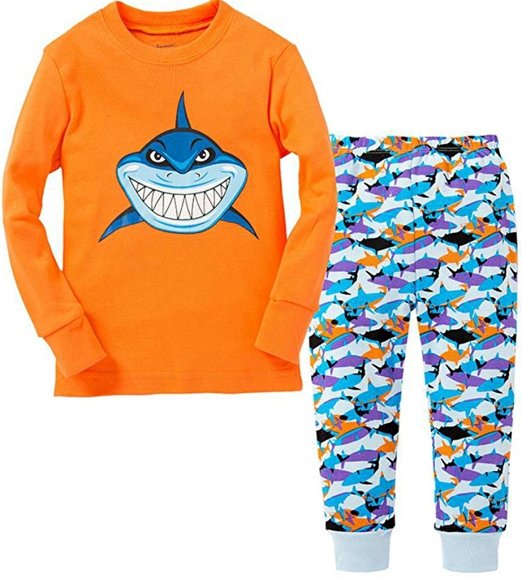 Slenily Little Boy's Shark Cotton Sleep Pajama Cartoon Set 2 Piece T-Shirt & Pants