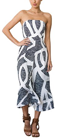 PRETTODAY Women's Summer Printing Jumpsuit Off The Shoulder Sleeveless Rompers