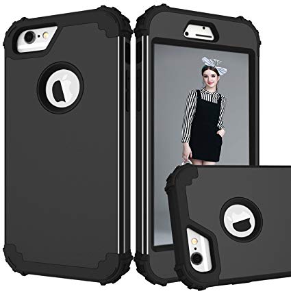 iPhone 6 Case, iPhone 6s Case, Hocase Shockproof Protection Heavy Duty Hard Plastic Silicone Rubber Dual Layer Protective Phone Case for iPhone 6/6s w/ 4.7" Display - Black