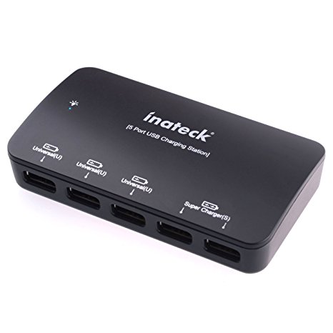 Inateck® 5-Port Compact Family-Sized Desktop USB Charger 35W (5V 2.1A x 2 & 5V 1A x 3) Multi USB Portable Charger All-In-One Travel Charger for iPhone, iPad, iPod, Smartphones, 5V Tablets, Bluetooth Speakers and Other USB-Powered Devices