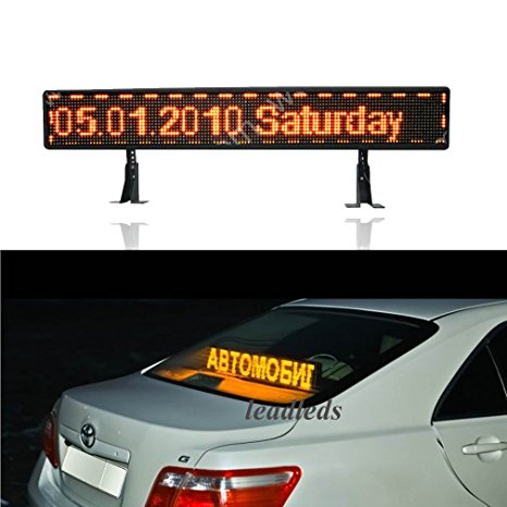 Leadleds DC12V Larger Sign Led Car Rear Window Message Board with Over 45 Kinds Moving Action - Programmable (Heavy Duty Brackets and 9FT Cable Included)