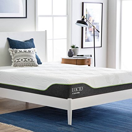 LUCID 10 Inch Twin Latex Hybrid Mattress - Cooling Gel Memory Foam - Responsive Latex Layer - Adaptable - Premium Support - Durable Steel Coils