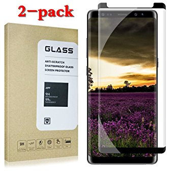 keiou Samsung Galaxy Note 8 Premium Tempered Glass Screen Protector [Easy to Install][Case Friendly][Anti-Fingerprint][2PACK][Black]