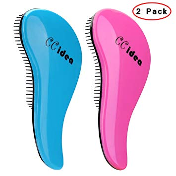 Detangling Brush -Massage Hair Brush- Glide Thru Detangler Hair Comb or Brush - No More Tangle - Adults & Kids by CCidea (Blue&Rose Set)