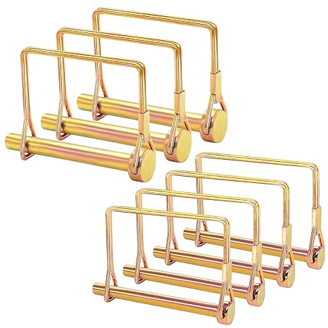 Twidec/7Pcs Pto Pin Shaft Locking Pin 1/4" 5/16"Safety Pins Heavy Duty Trailer Hitch Pin Lock Square Gold Trailer Coupler Pin for PTO Farm Lawn Garden Hitches Wagons Trailer connectors N-054-7PCS-G