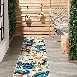 Rugshop Bergamo Contemporary Floral Non-Shedding Patio Deck Backyard Indoor/Outdoor Runner Rug 2' x 7' Multi