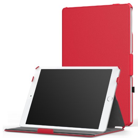 MoKo iPad Air 2 Case - Slim-Fit Multi-angle Folio Cover Case for Apple iPad Air 2 (iPad 6) 9.7 Inch iOS 8 Tablet, RED (with Smart Cover Auto Sleep / wake)