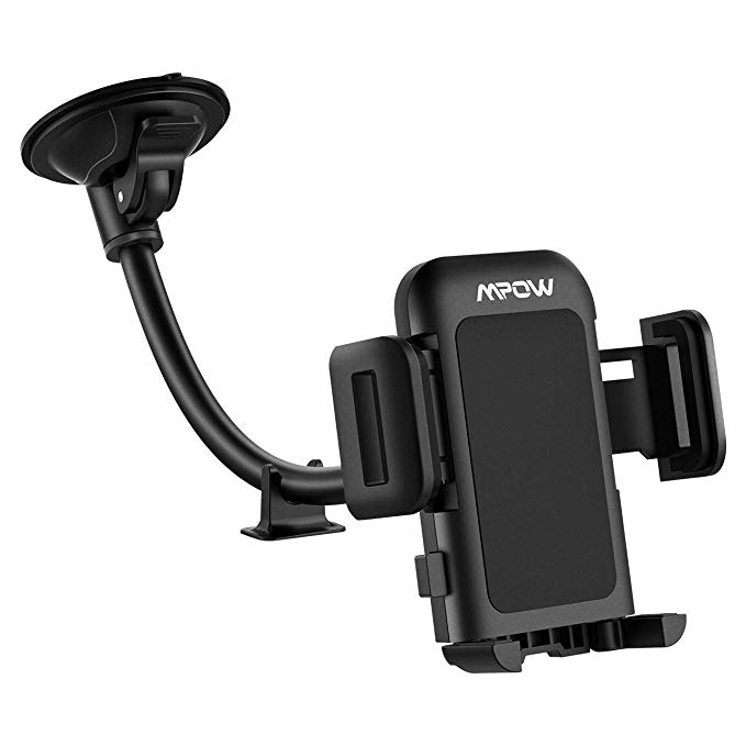 Mpow Car Phone Mount Windshield Car Phone Holder with Upgrated Suction Cup and Extra Dashboard Base Long Arm Car Cradle Compatible with iPhone Xs MAX/XS/XR/X/8/7/7P, Galaxy S10/S9/S8, Moto, Nokia, LG