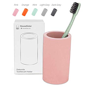 HouseSister Organic Diatomite Toothbrush Toothpaste Makeup Brushes Razors Holder Bathroom Countertop Organizer Stand Cup Organizer (Pink)