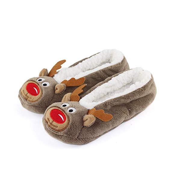 Womens Warm Cozy and Lovely Animal Non-Skid Knit Indoor Home Floor Slippers Socks for Adults Girls
