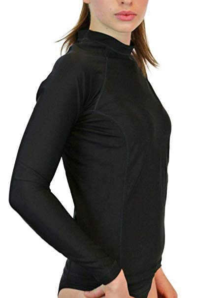 Swim Shirts for Women - UV 50 Sun Protection Long Sleeve Rash Guard Swimsuit Tops with SPF Skin Protection, Made in USA!