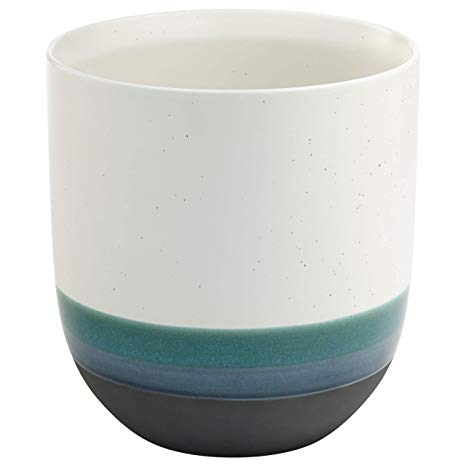 Rivet Westline Modern Durable Hand-Painted Stoneware Planter, 8.46"H, Teal Shading to Blue