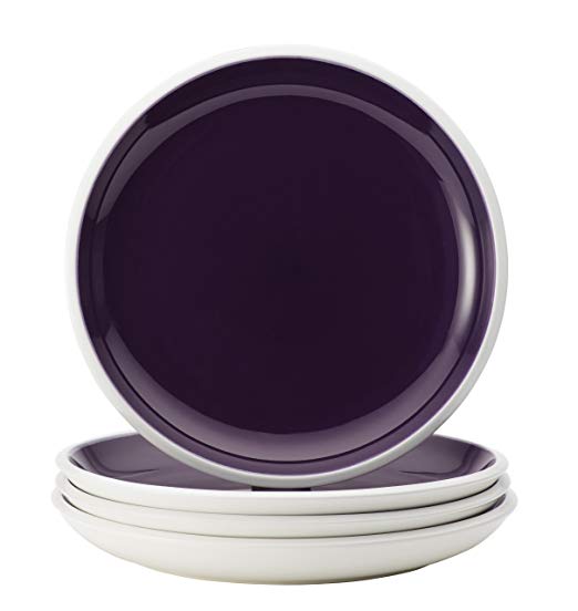 Rachael Ray Dinnerware Rise Collection 4-Piece Stoneware Dinner Plate Set, Purple