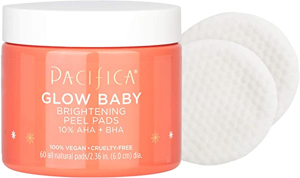 Pacifica Glow Baby Brightening Peel Pads 10 Percent AHA Plus BHA 60 Pc