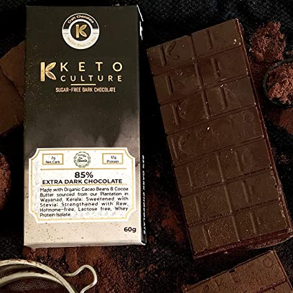 Nepenthe Coffee and Chocolates Keto Culture - 85% Dark Cacao Dark Chocolate (Super Food)(Mysore Unsweetened), Hormone-Free, Lactose Free, Whey Protein Isolate - Low in Carbs, 60 g