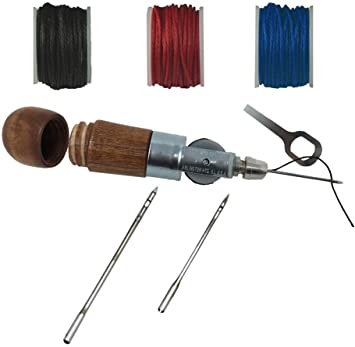 Sewing Awl - Made in USA, Heavy Duty - Repair Sports Gear, Equipment, Shoes, Seats (3 Threads) – Tool to Sew Through Thick Leather and Fabric