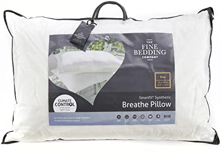 The Fine Bedding Company, Breathe Pillow, Luxury Microfibre Standard Size Pillow, Breathable Climate Control, 100% Cotton Soft Touch Cover