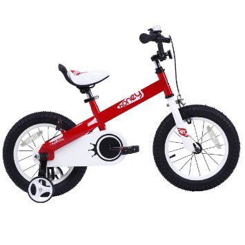 RoyalBaby Honey Kids Bicycle with Training Wheels, Boy's Bikes and Girl's Bike, Gift for kids, Red and Lilac