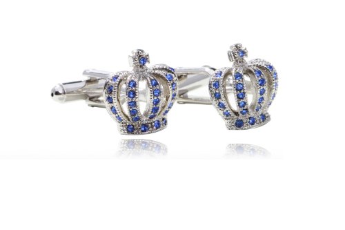 Digabi Men's Jewelry Imperial Crown Design 18k Platinum Plated with Cubic Zirconia Cufflinks Cuff for Men