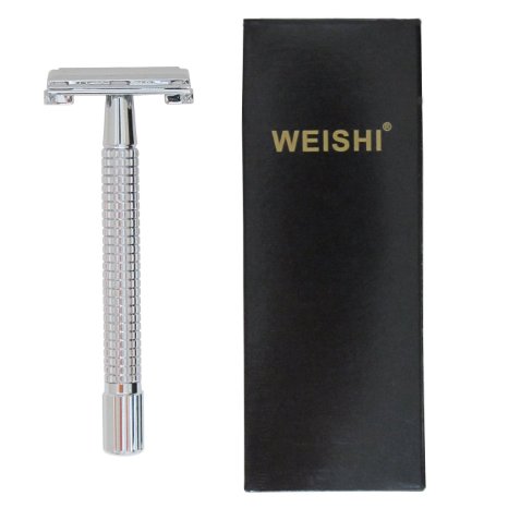 WEISHI Chrome Long Handle Version Butterfly Open Double Edge Safety Razor