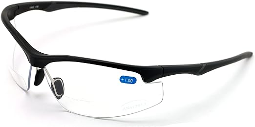 V.W.E. Bifocal Sport Protective Safety Glasses Bi-focal - Clear Lens Reader Reading - Ansi Z87.1 Certified