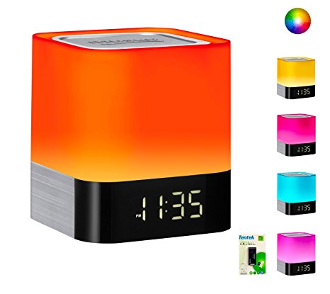 Portable Bluetooth Speaker   Music Reactive Multi-color Touch Sensor Night Light Lamp, with LED Display, Alarm Clock, Micro SD Card & USB & AUX Slots for Smart Phone, MP3, iPad and Tablet