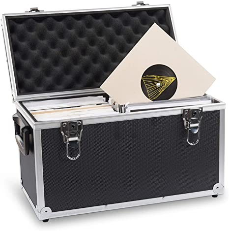 Acc-Sees DVR15 Pro Vinyl 45 Carry Case - Vinyl Record Storage Box - Black - Holds 100 x 7” Singles – Lightweight and Robust – Fully Lined and Padded Interior