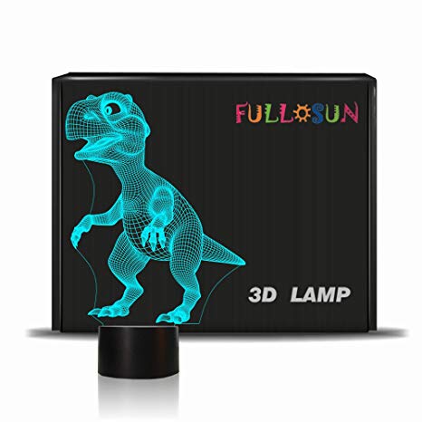 FULLOSUN Night Lights for Kids Dinosaur T-Rex 3D Night Light Bedside Lamp 7 Colors Changing, Room Decoration Birthday Gifts for Boys Girls Kids Baby