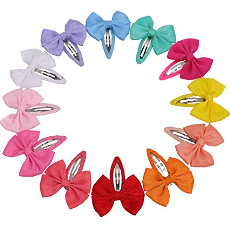 QingHan 12 Colors 2.2'' Baby Girl Boutique Hair Bows Barrettes Clips For Kids Toddlers Girls