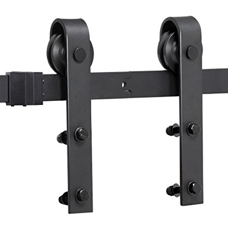 Yaheetech 6.6 Ft Antique Single Black Steel Sliding Barn Wood Door Hardware Kit Track System Set