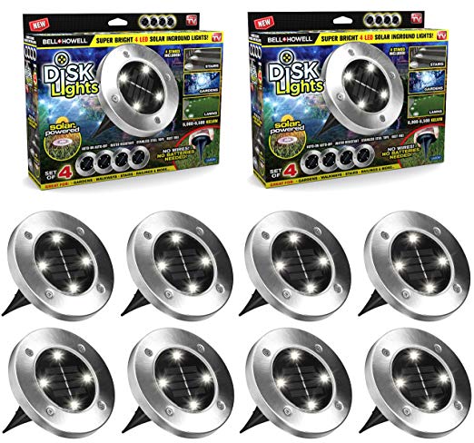 Disk Lights Solar-Powered Auto On/Off Outdoor Lighting As Seen On TV (Set of 8; Regular)