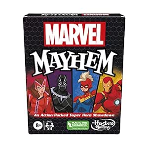 Hasbro Kid Gaming Marvel Mayhem Card Game, Featuring Marvel Super Heroes, Fun Game for Marvel Fans Ages 8 , Fast-Paced, Easy-to-Learn Game for 2-4 Players