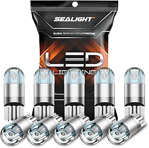 SEALIGHT 194 LED Bulbs Blue, 168 2825 T10 W5W 3030 Bright LED Chips, Dashboard Light, Dome Light, Map Light, Door Light, Courtesy Light, License Plate Light, Pack of 10