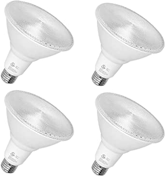 Hykolity Outdoor Led Flood Light, Waterproof PAR38 LED Bulb, Dimmable, 15W=120W, 5000K Daylight, 1600lm, E26 Base, UL Listed (4 Pack)