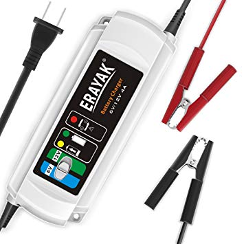 4A 12V Smart Battery Charger Automatic Trickle Charger Fast Charging for Fully Charge and Maintain a Battery at Proper Storage Voltage Without The Damaging Effects by Battery Maintainer