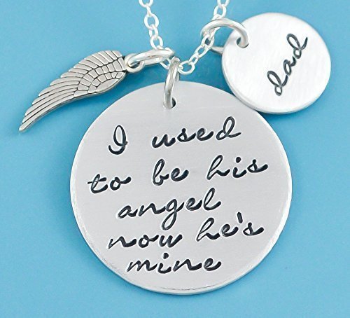 Memorial necklace - Hand stamped Necklace -Remembrance necklace - Memorial Gift - Sympathy Gift, Angel Wing - Necklace - Personalized Gift - dad