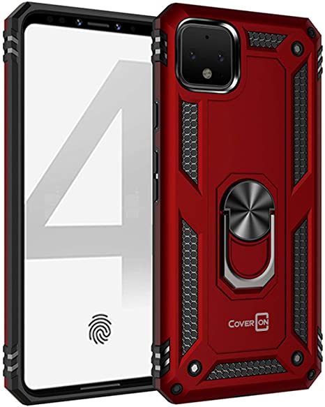 CoverON Metal Ring Holder Kickstand Resistor Series for Google Pixel 4 XL Case, Matte Red