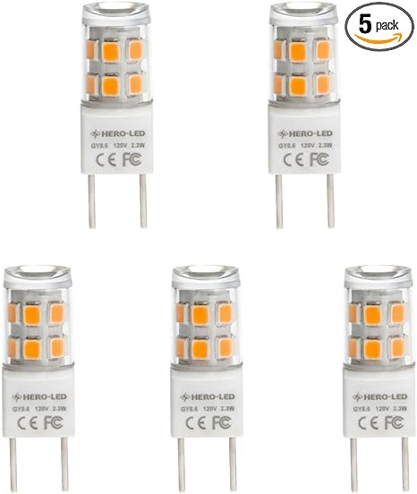 G86-17S-DW T4 GY8.6 LED Halogen Replacement Bulb, 2.3W, 20W Equivalent, Dustproof Protection IP62, Daylight White 5000K, 5-Pack(Not Dimmable)