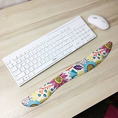 Ergonomic Mousepad with Wrist Support - Protect Your Wrists and De-clutter Your Desk - Premium Mouse Pad with Wrist Rest - Latest Custom Non-slip Design (Keyboard Pad-Art Flower)