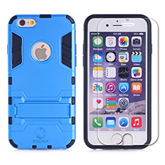 iPhone 6Plus 6SPlus Protective Case [Not for 4.7" iPhone 6 6S] with Tempered Glass Screen Protector, Kick Stand Bumper Cover and Glass for Apple iPhone6Plus 6SPlus [5.5 inch] by BOONIX [Blue]