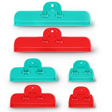 IPOW Chip Bag Clips, Heavy Duty Plastic with Foldable Butterfly Grip and Hanging Hook, Food Bag Air Tight Seal Paper Clip All-Purpose Clips Used in Home Kitchen Office, 6 Pack