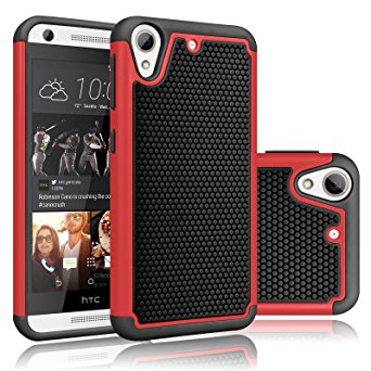 HTC Desire 626 Case, Desire 626S Case Tekcoo(TM) [Tmajor Series] [Red/Black] Shock Absorbing Hybrid Rubber Plastic Impact Defender Hard Protective Case Cover For HTC Desire 626S/626 All Carriers