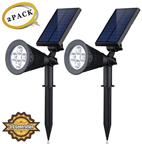 [Upgrade 2 in 1 Installation]Falove 200 Lumen Solar Spotlights / In-ground Lights, 270°Angle Adjustable and Waterproof 4 LED Solar Light for Outdoor Tree,Flag,Path,Wall etc (2pcs)