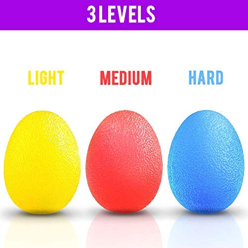 Kurtzy 3 Piece Hand Therapy Training Exercise Balls Squeeze Grip Trainer Balls for Exercises and Strengthening - 3 Resistance Levels to Build Muscle - Relieves Joint Pain