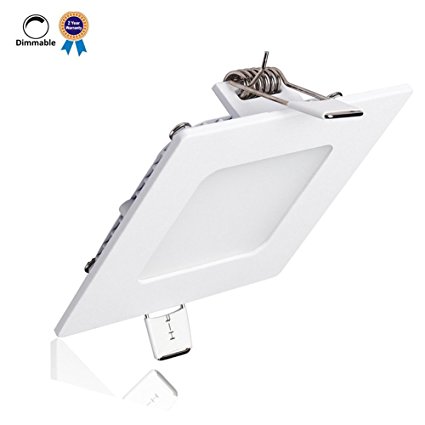B-right 18W 8-inch Dimmable Ultra-thin Square LED Panel Light, 1300lm, 120W Incandescent Equivalent, 3000K Warm White, LED Recessed Ceiling Lights for Home, Office, Commercial Lighting