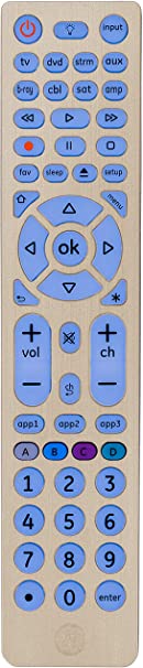 GE 8-Device Backlit Universal Remote Control for Samsung, Vizio, LG, Sony, Sharp, Roku, Apple TV, RCA, Panasonic, Smart TV, Streaming Players, Blu-Ray, DVD, Simple Setup, Gold, CSJSAD-A396