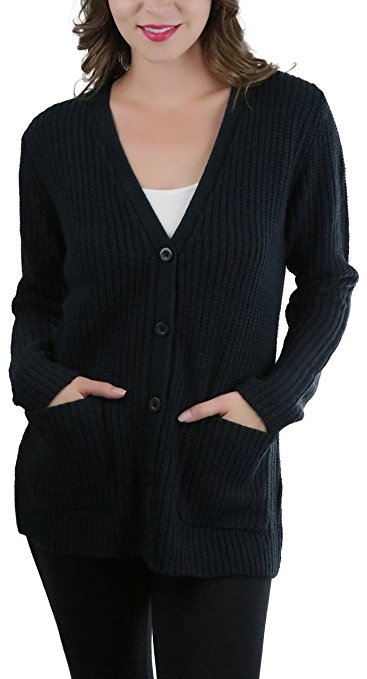 ToBeInStyle Women's Knitted Acrylic Button Up Cardigan Sweater