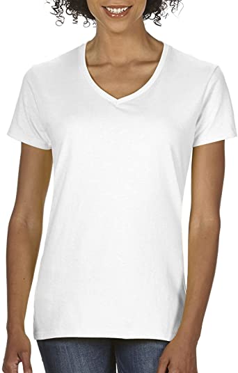 Gildan Womens Heavy Cotton V-Neck T-Shirt, 2-Pack